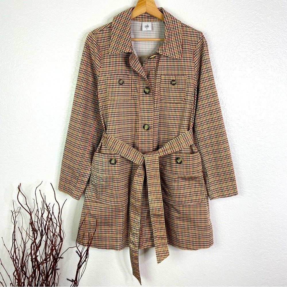 CABI Houndstooth Sherlock Trench Coat - Medium - Picture 5 of 9